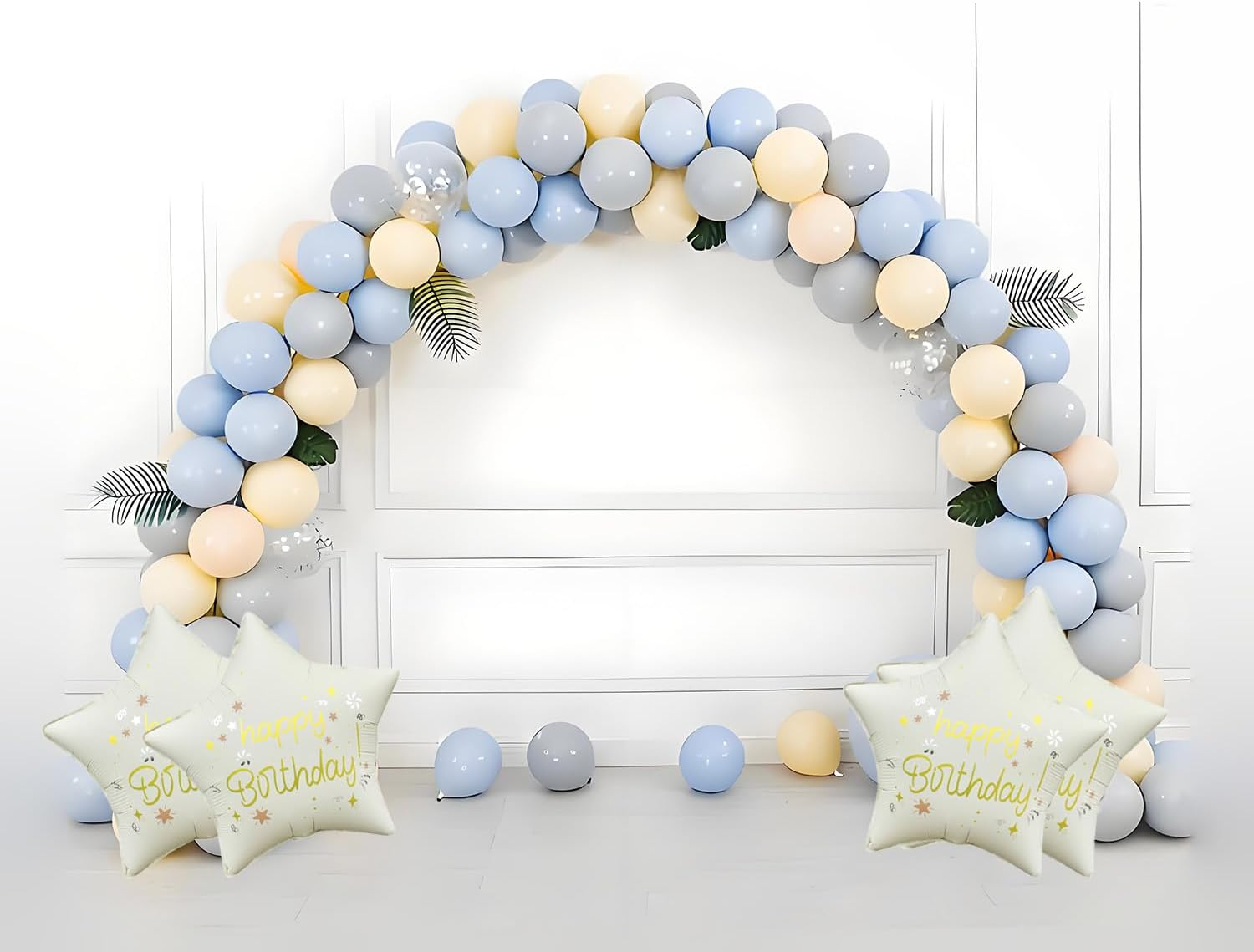 (6er Set) 46x46cm Party Ballon Folien Luftballon Deko Happy Birthday Stern - Beige
