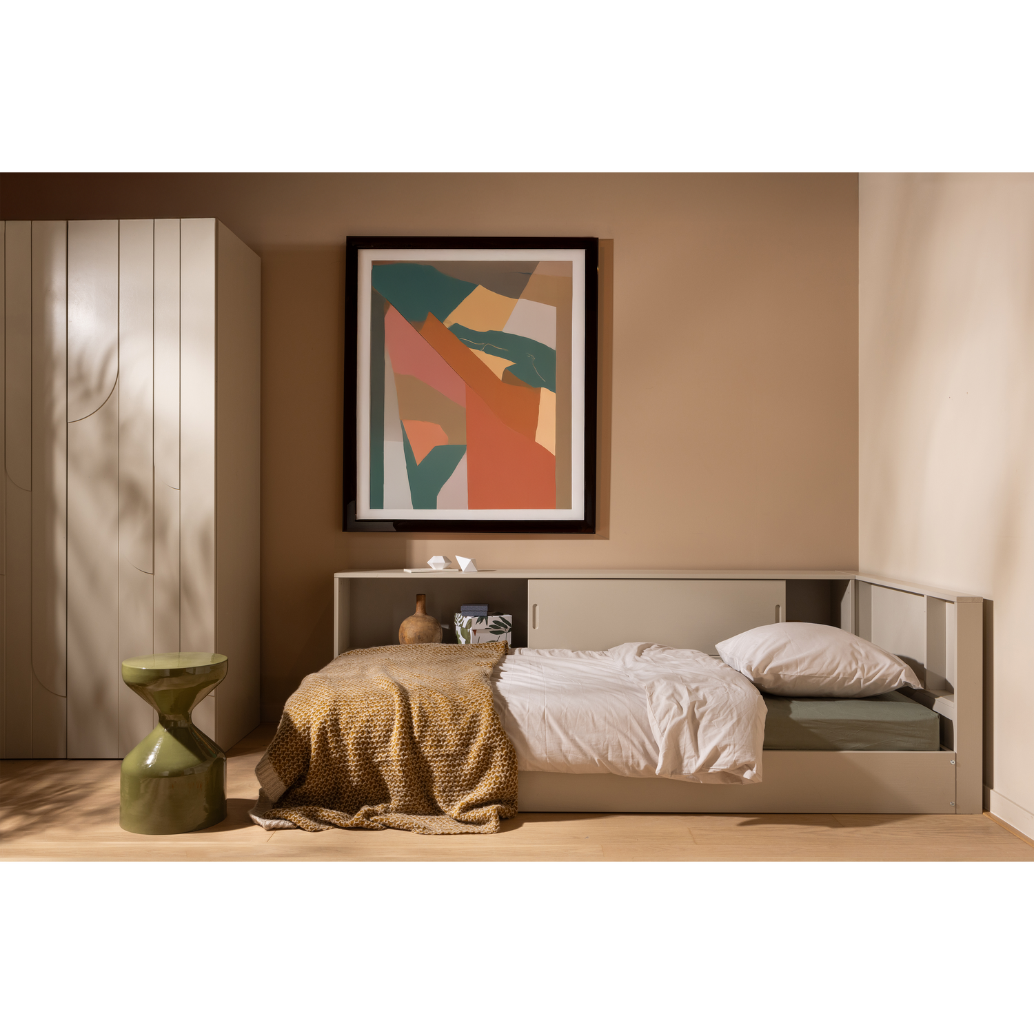 WOOOD Carter Hoekbed Links|Rechts - Grenenhout - Dust|Beige - 90x200