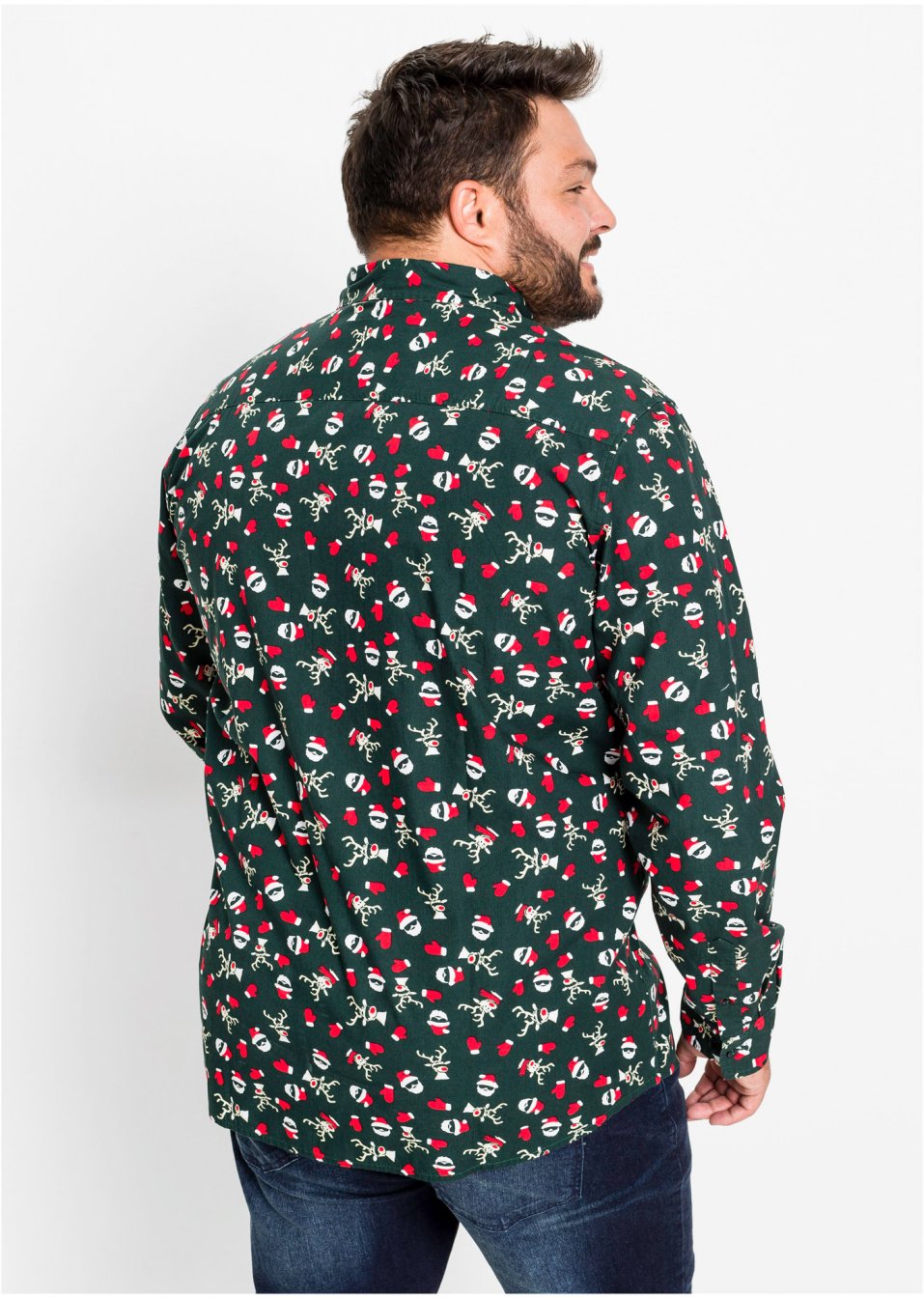 Chemise manches longues à imprimé Noël, Slim Fit
