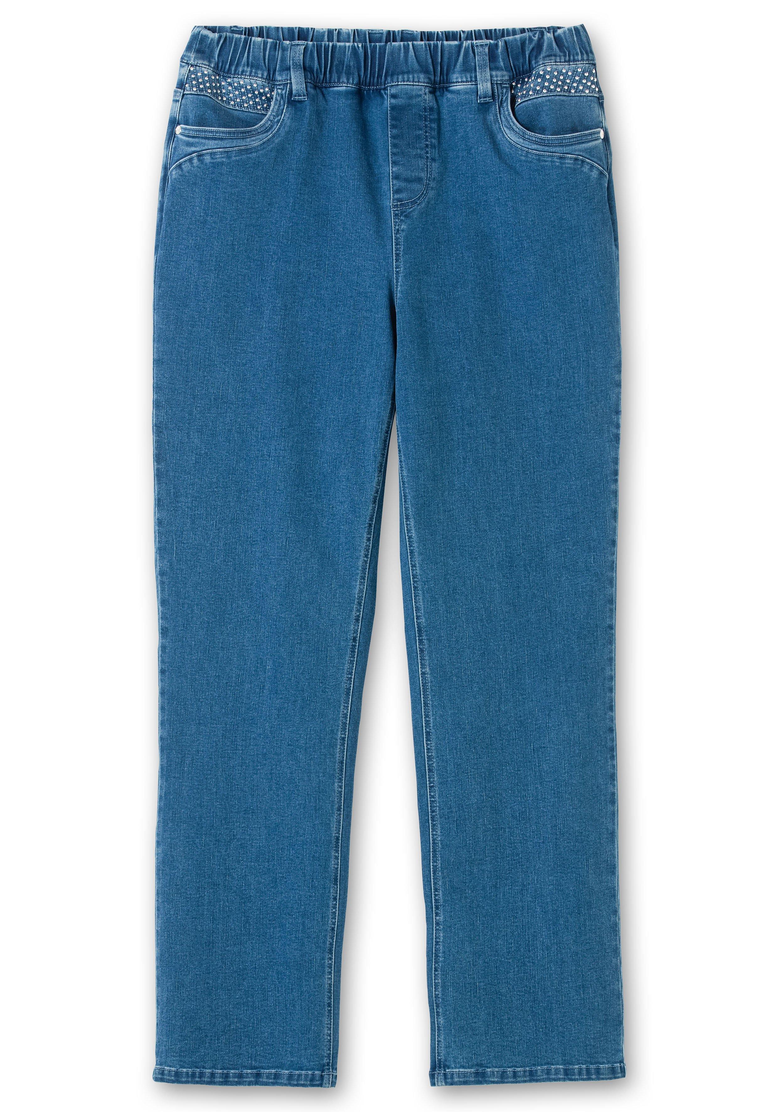 Gerade Jeans mit Gummibund und Shaping-Einsatz