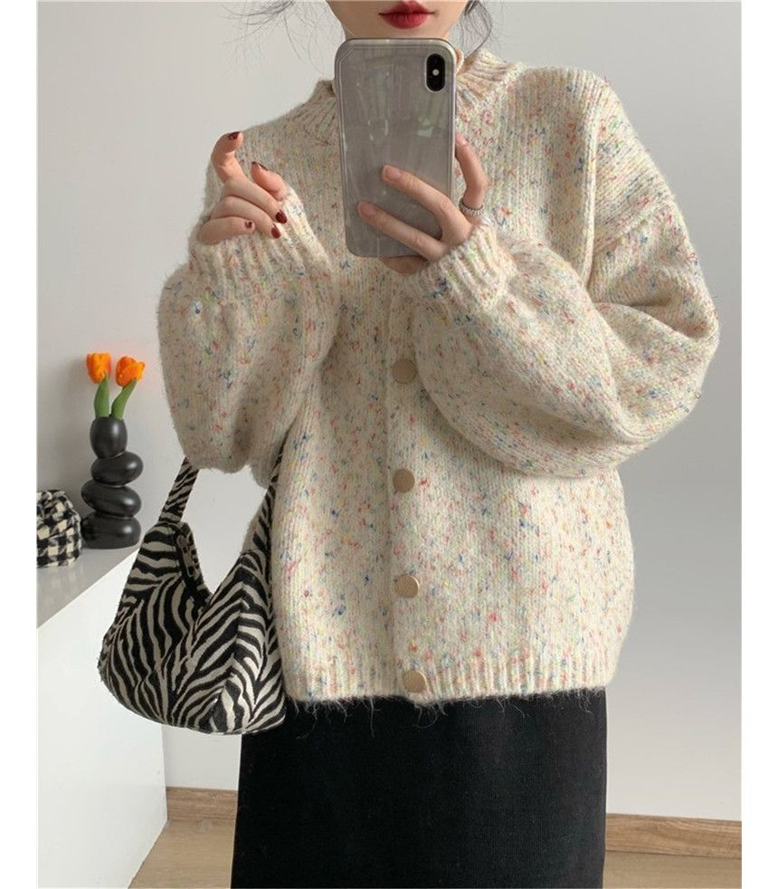 Rred - Melange Cardigan met ronde hals