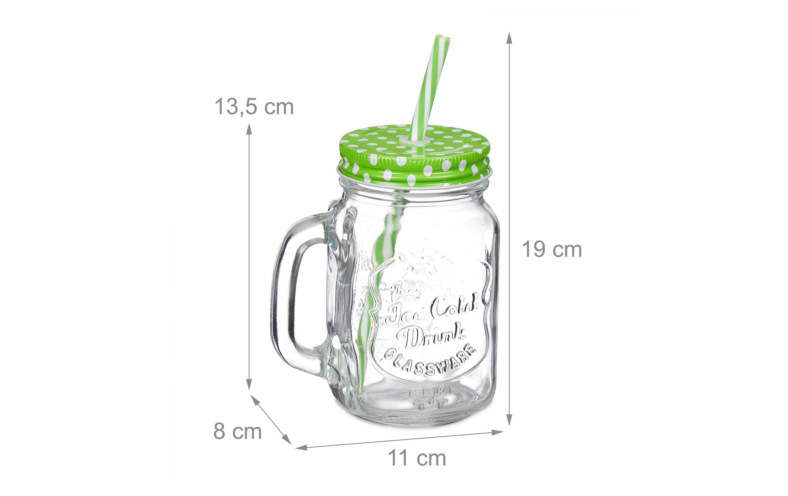 Trinkkrug Summer 500 ml, 8 Stück, MehrfarbigRetro-Gläser mit «Ice Cold Drink»-Aufschrift