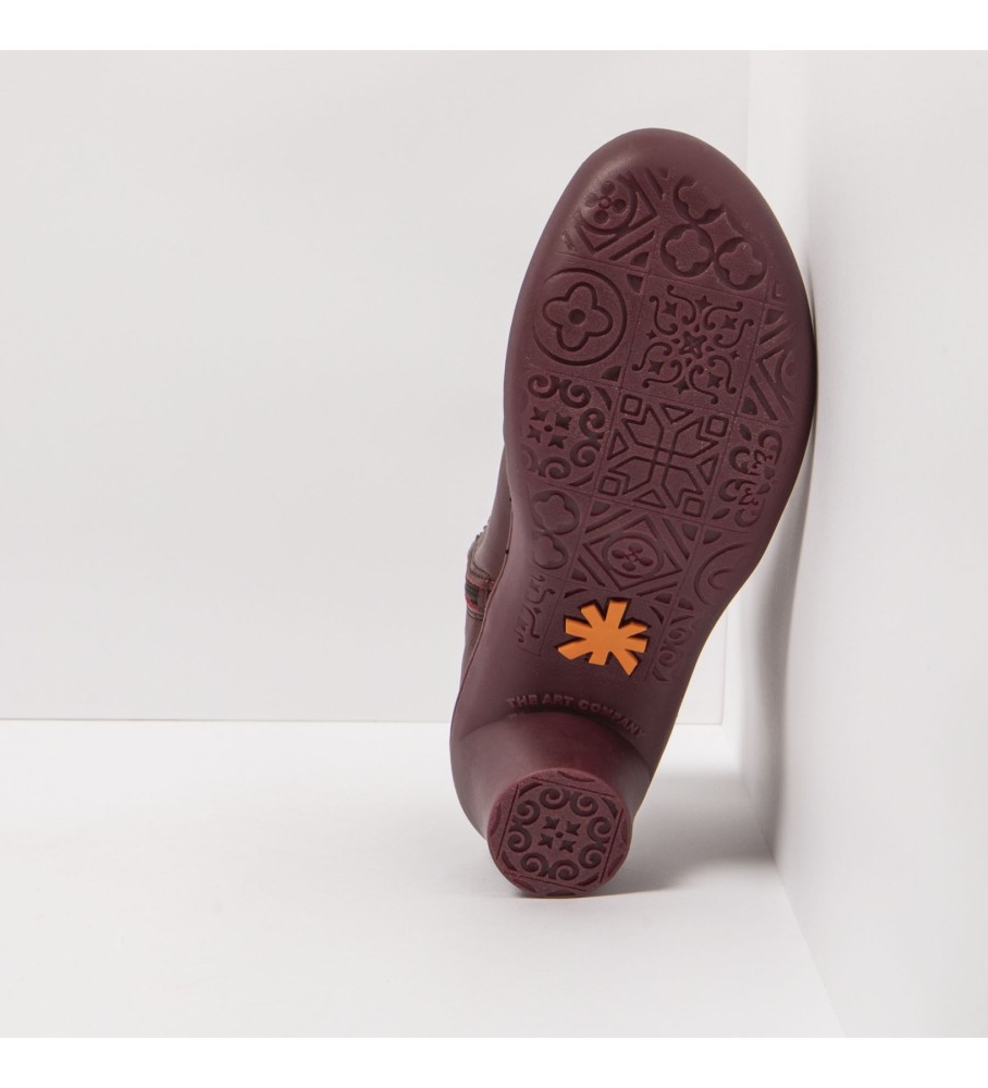 Botas de cano curto em couro cor Borgonha - altura do salto: 6,5 cm -