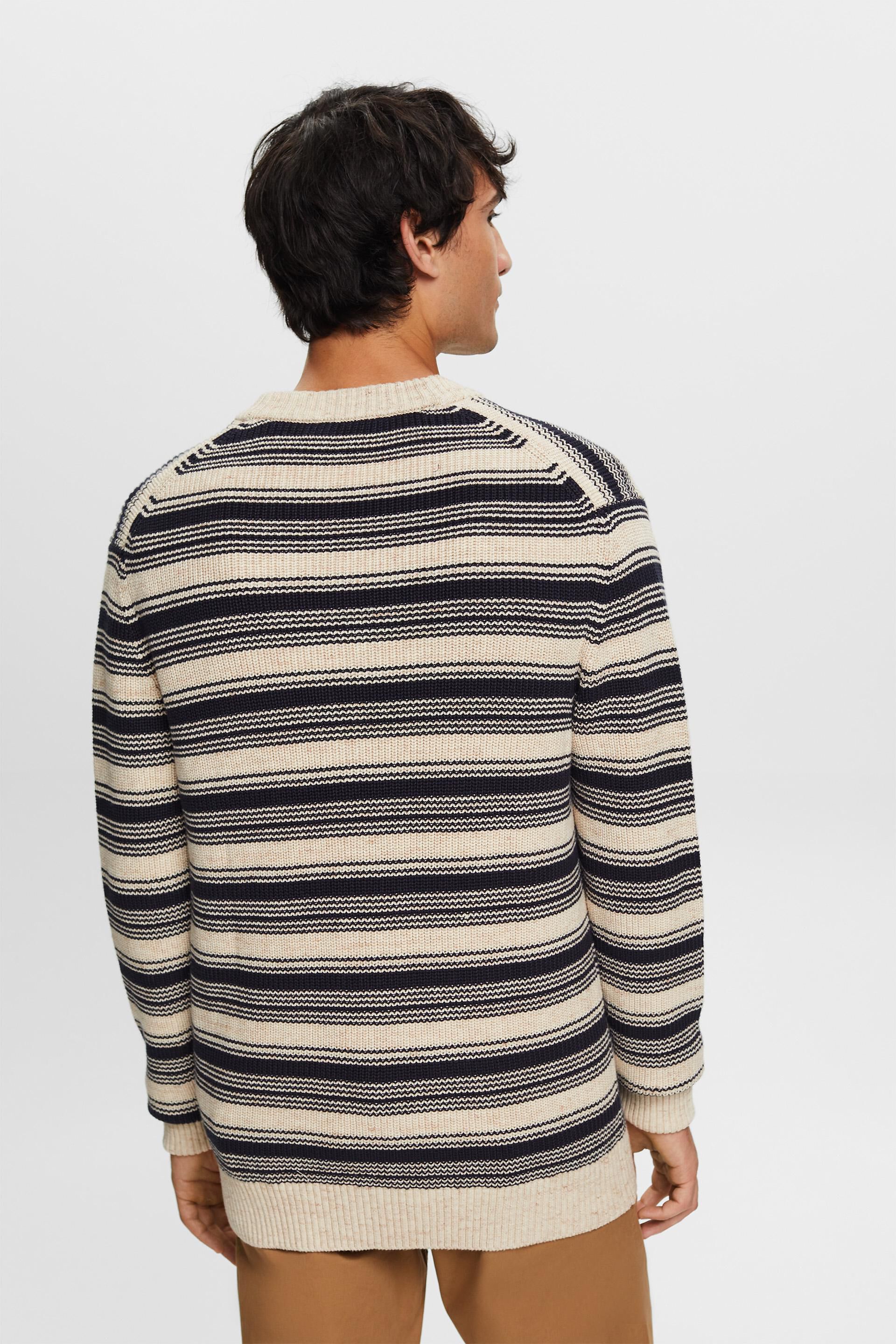 Cardigan rayé à col V, 100 % coton