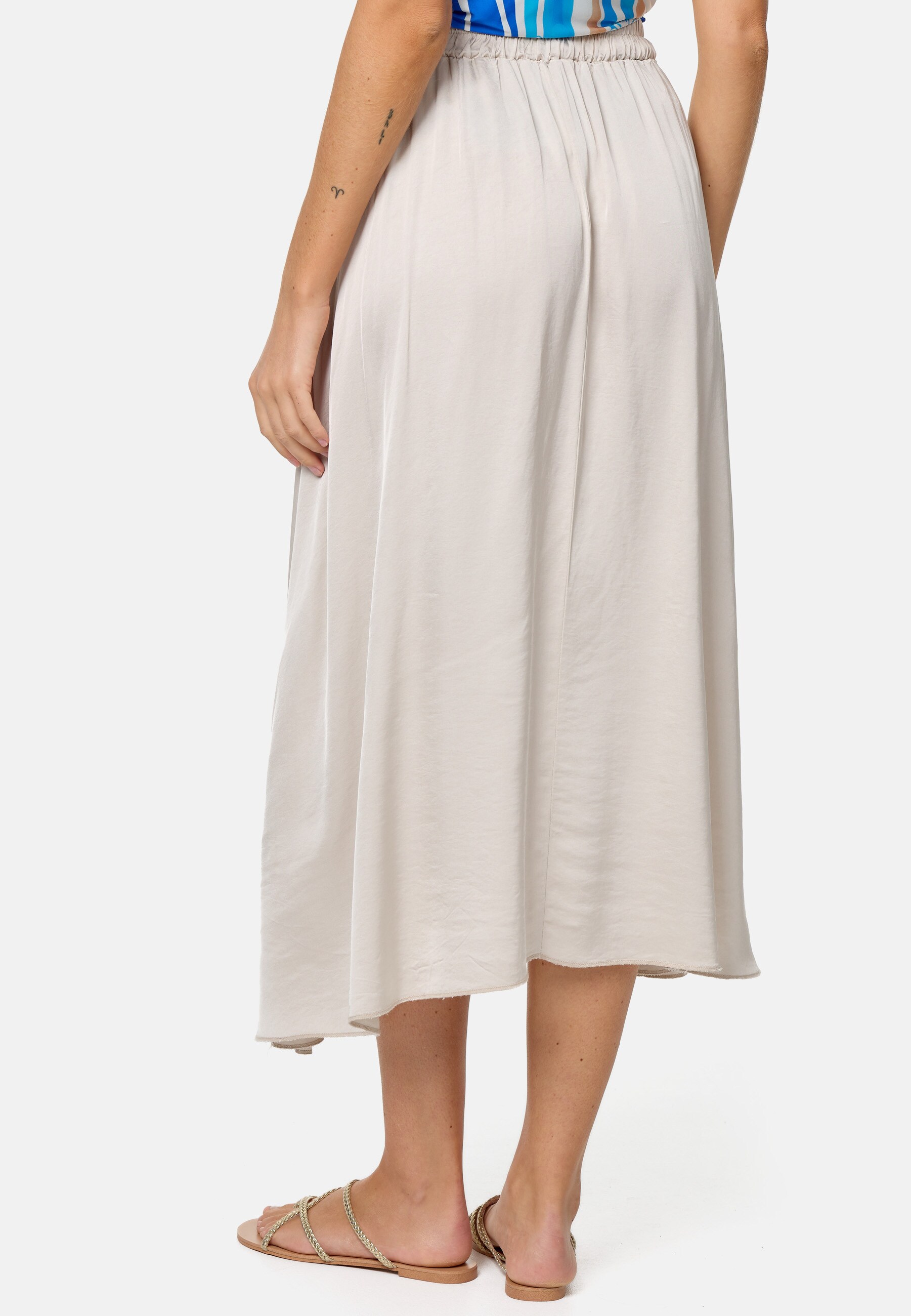 PM SELECTED Damen Eleganter Maxirock Midi Business A-Linien Satin Rock PM29