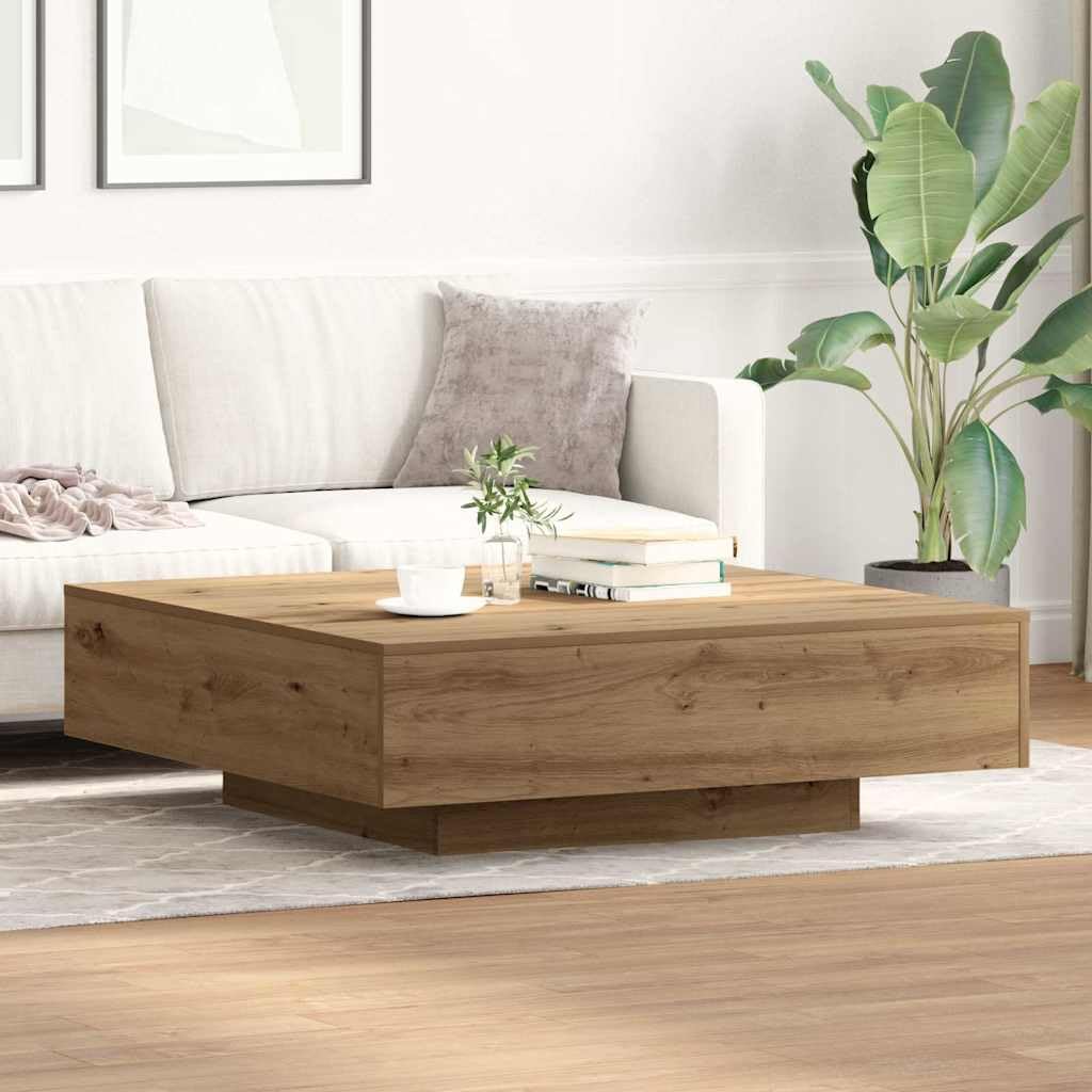 vidaXL Couchtisch Artisan-Eiche 100 x 100 x 31 cm, Wohnzimmertisch, moderner, langlebiger Kaffee-Tisch, minimalistisches Design, funktionale Oberfläche