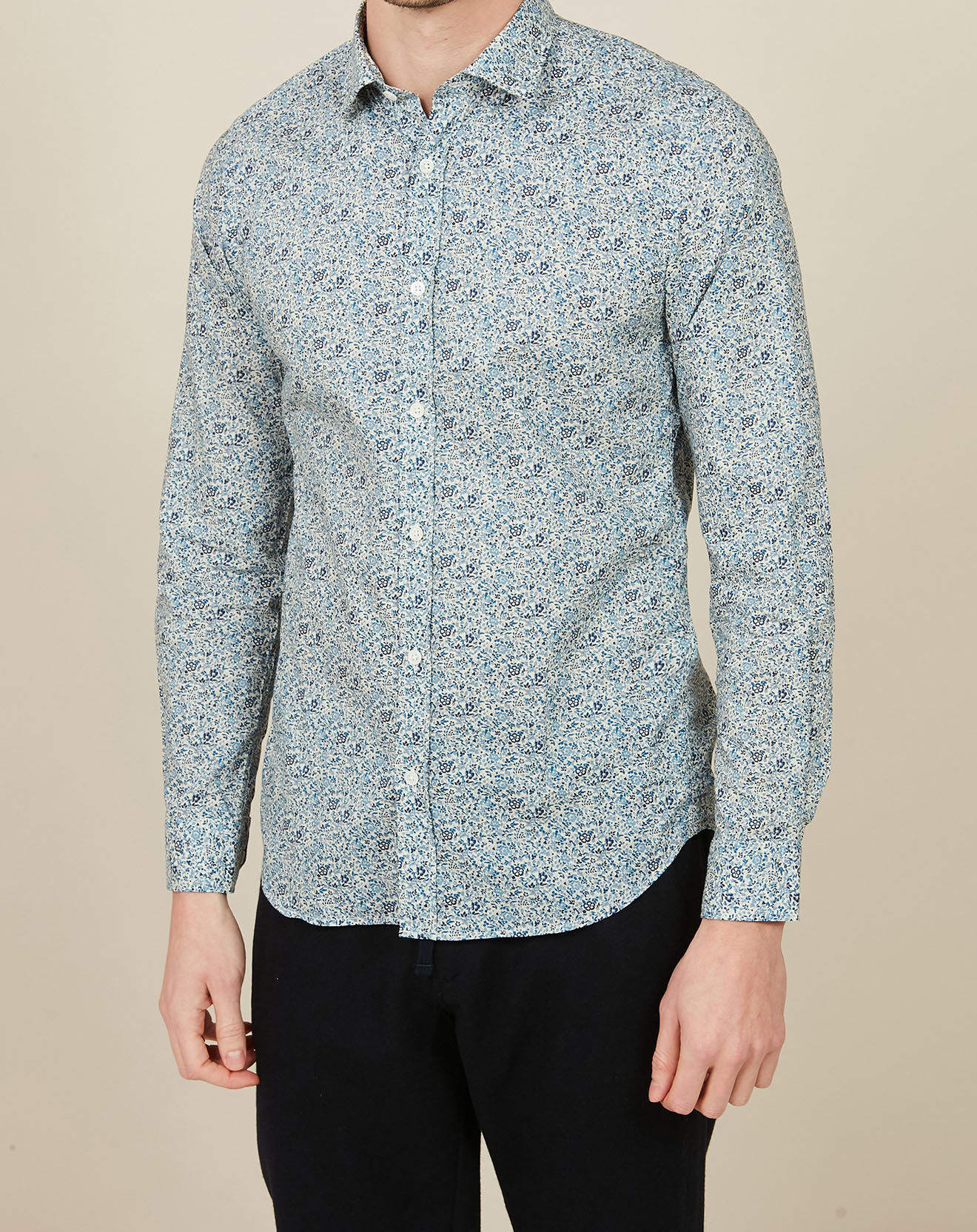 Hartford Chemise Slim Sammy imprimée marine/indigo/denim