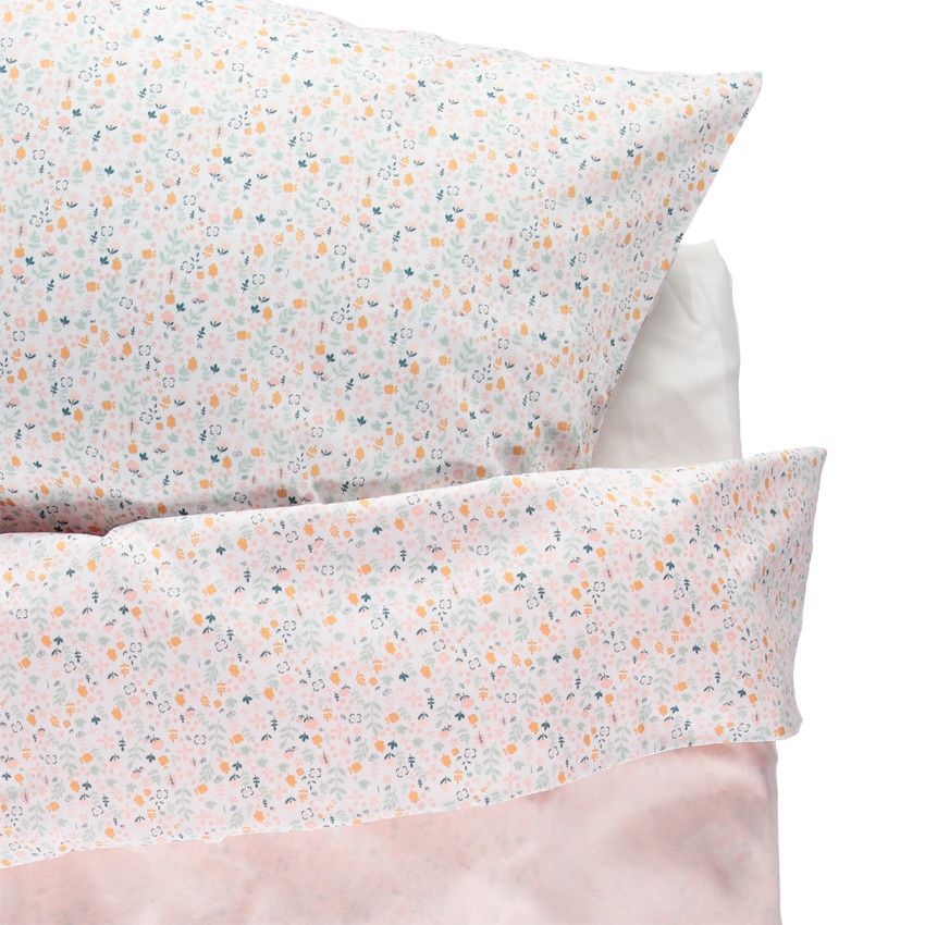 Set housse de couette et taie d'oreiller print renard - Rose