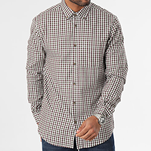 Chemise Manches Longues A Carreaux Raymond 10051610 Bordeaux Vert Kaki Blanc