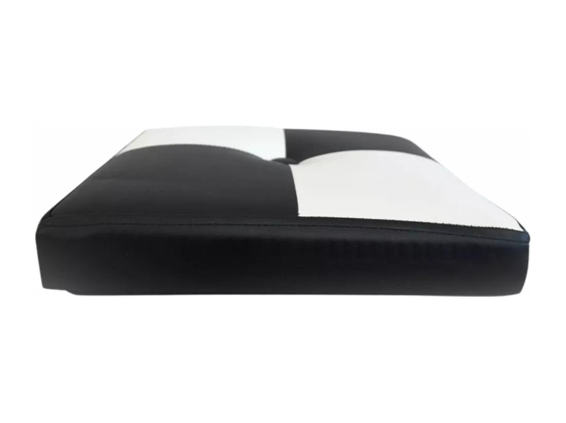 Pouf Coffre de Rangement Carre Synthétique Blanc Noir Contemporain 30x30x30