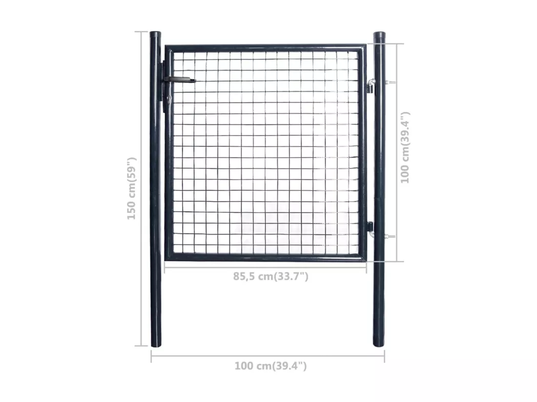 Portail en maille de jardin Acier galvanisé 85,5x100 cm Gris
