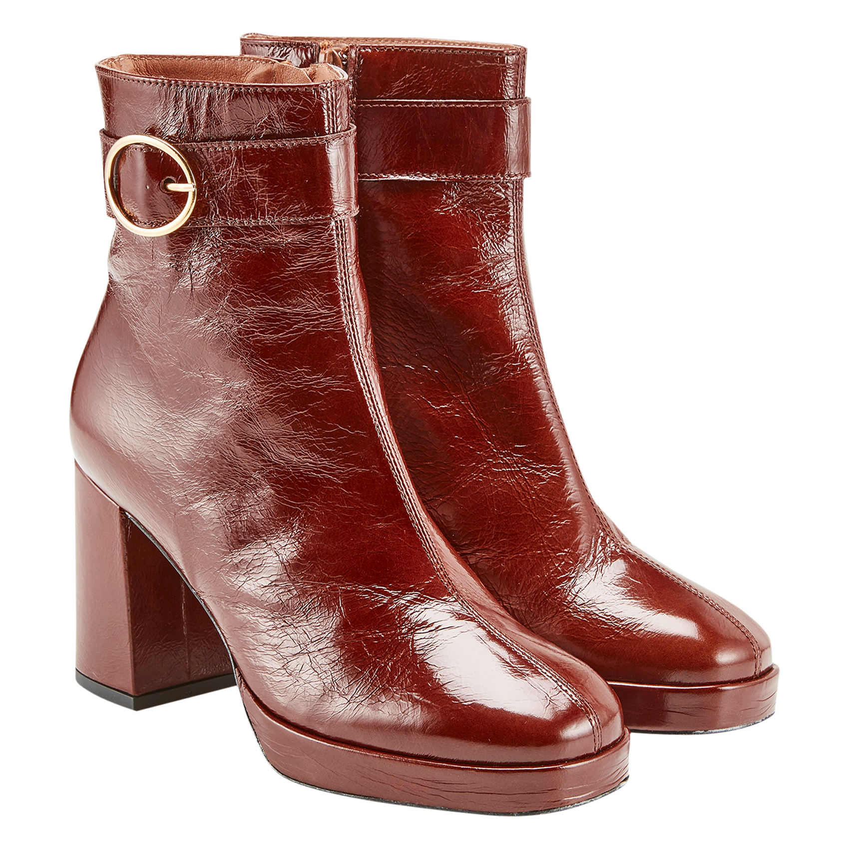 PIA - Bottines à talons en cuir | Marron