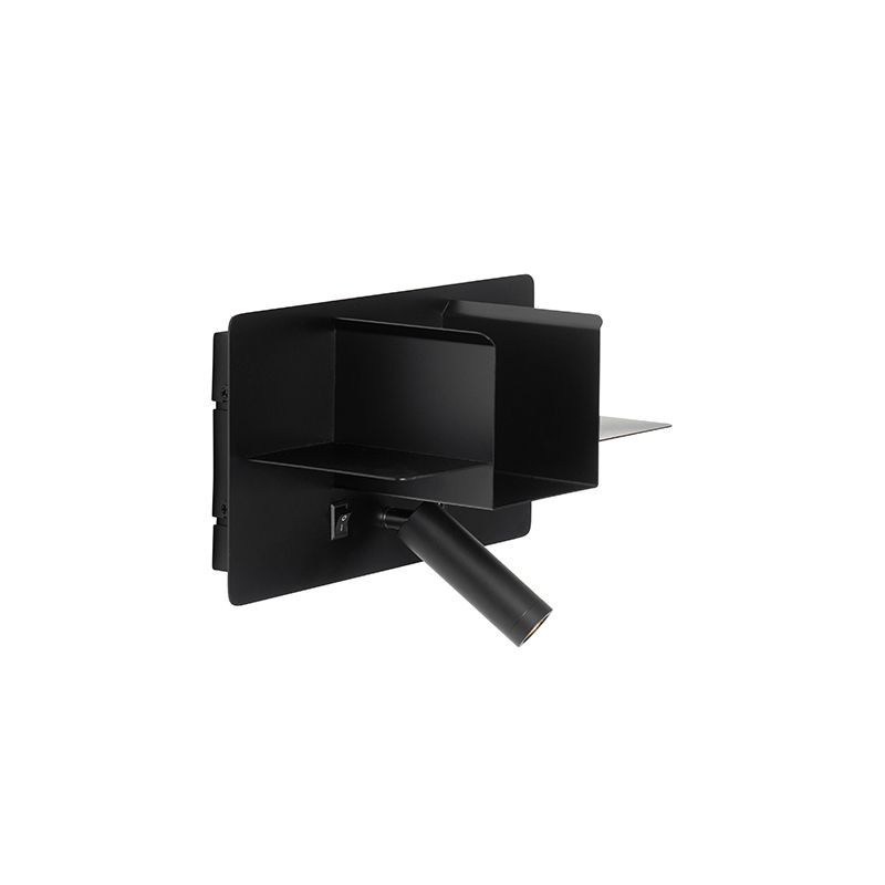Moderne wandlamp zwart incl. LED met USB - Thijs