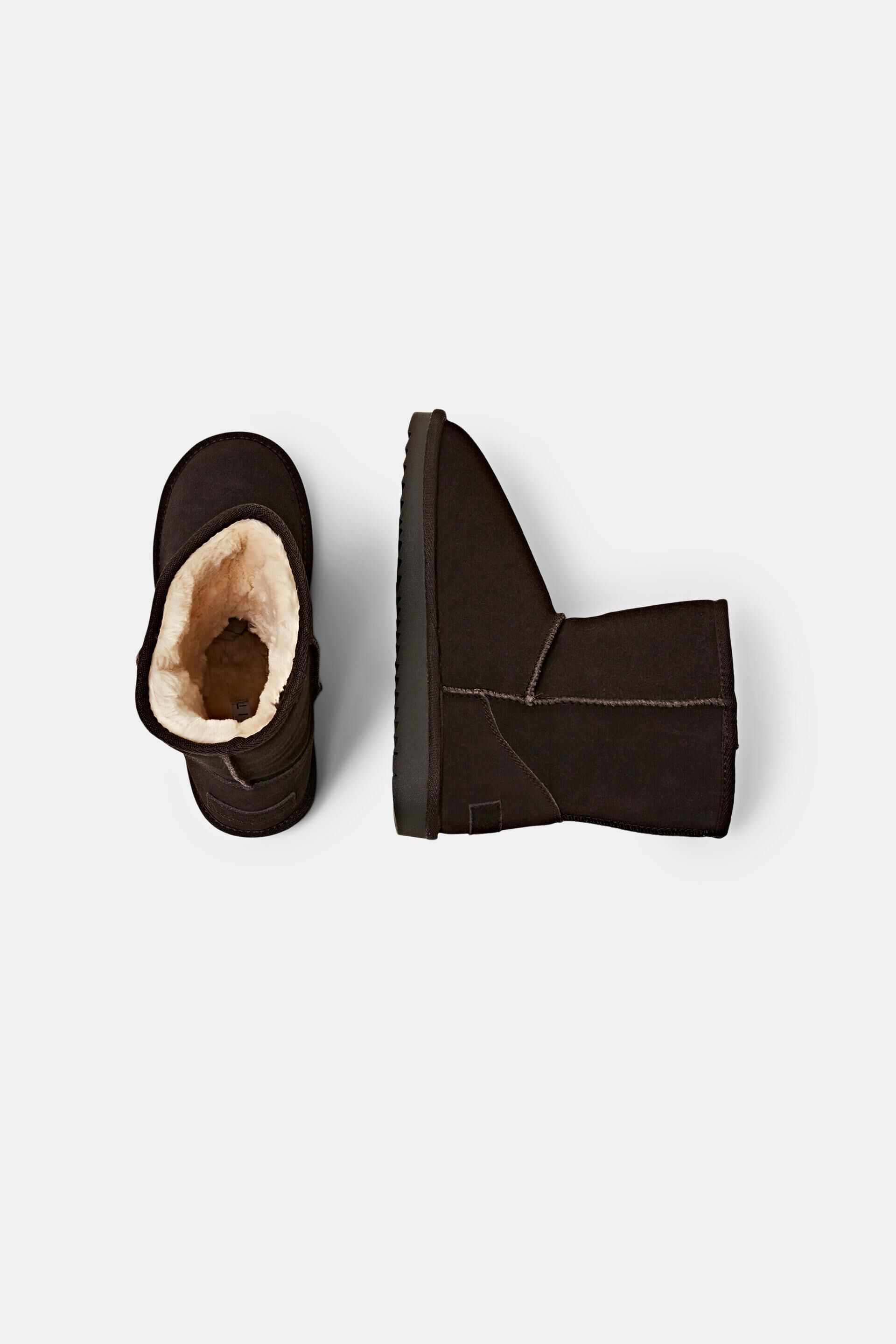 Bottines d’hiver en daim doublées de fourrure synthétique