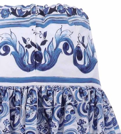 Dolce & Gabbana Nederdel - Blå Mediterraneo - Hvid m. Bl?