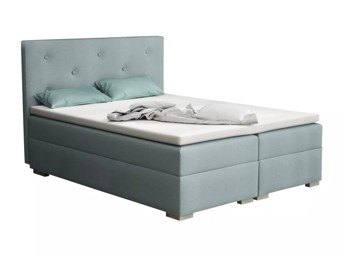 LIT BOXSPRING avec surmatelas Holta 140x200 cm, Jasmine 73 (Bleu colombe)