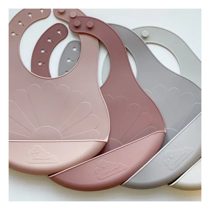 Cam Cam Bavoir Flower en silicone - Set de 2 | Rose