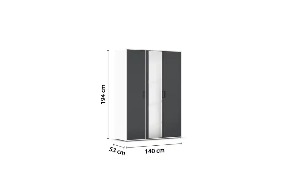 Drehtürenschrank Absetzung: Weiß 140 cm 3 Stück