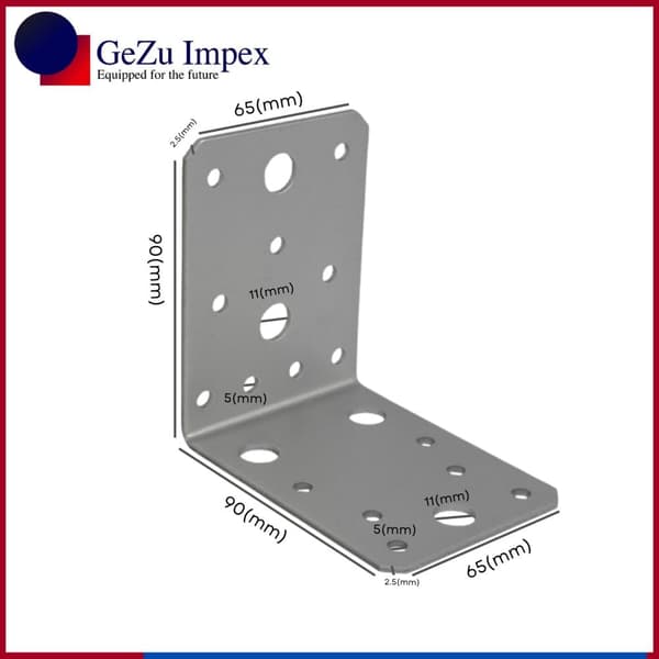 Vinkelbeslag 90x90x65x2.5 mm, 4 stk