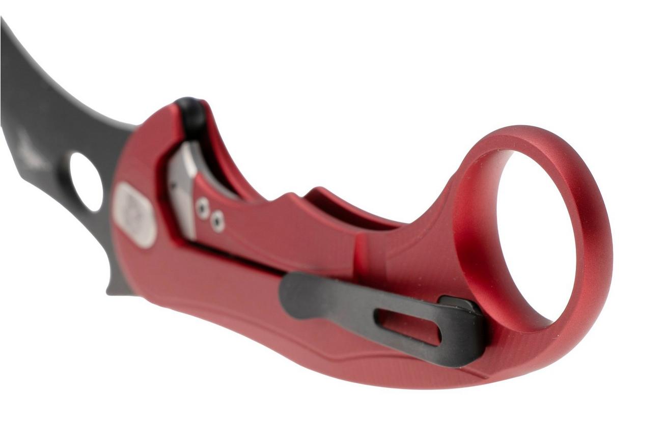LionSteel L.E.One Mid LE2-RB, Old Black M390, Red Aluminum, karambit zakmes