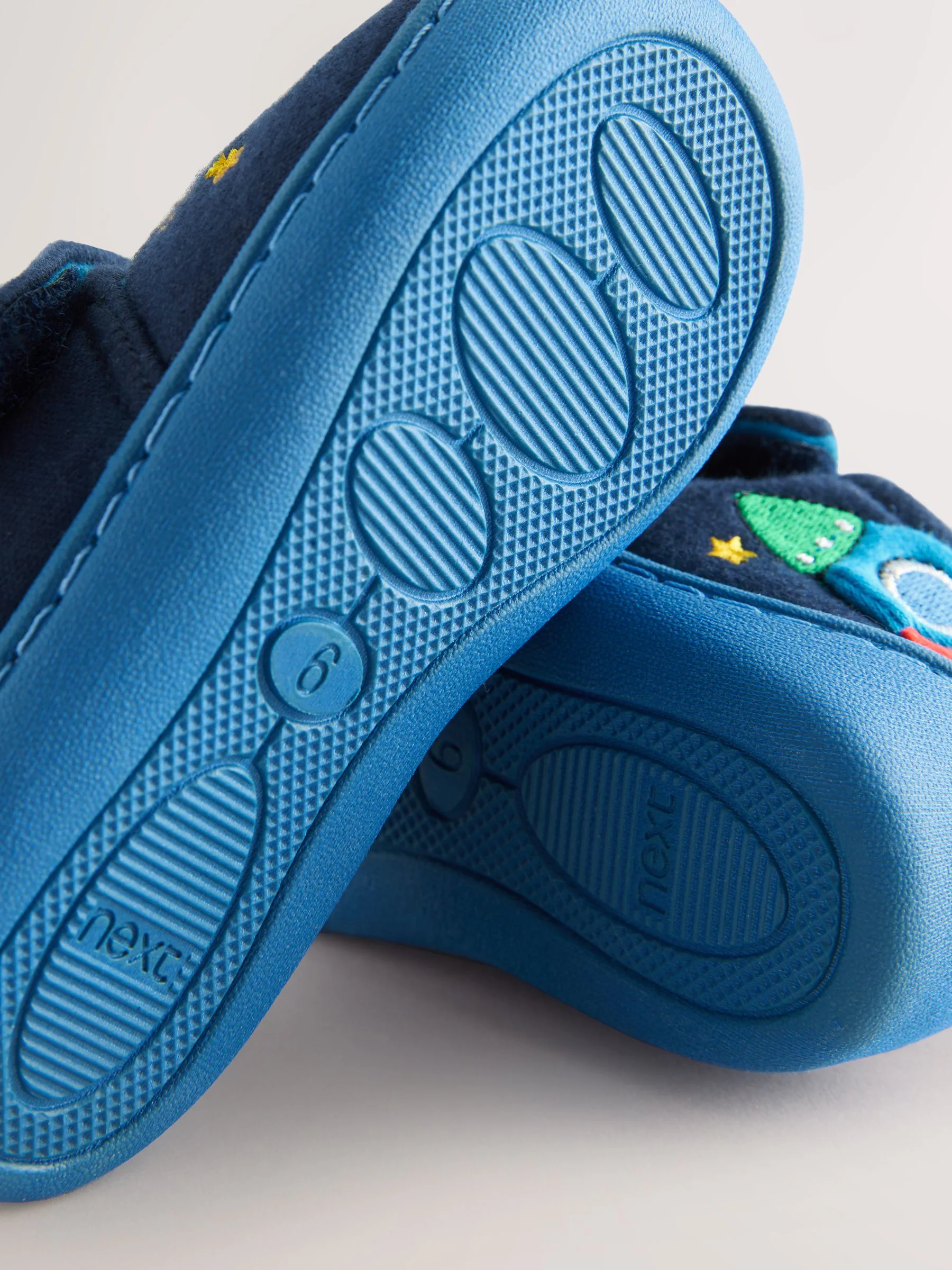 Marineblauw raket - Warm gevoerde pantoffels met kuipzool