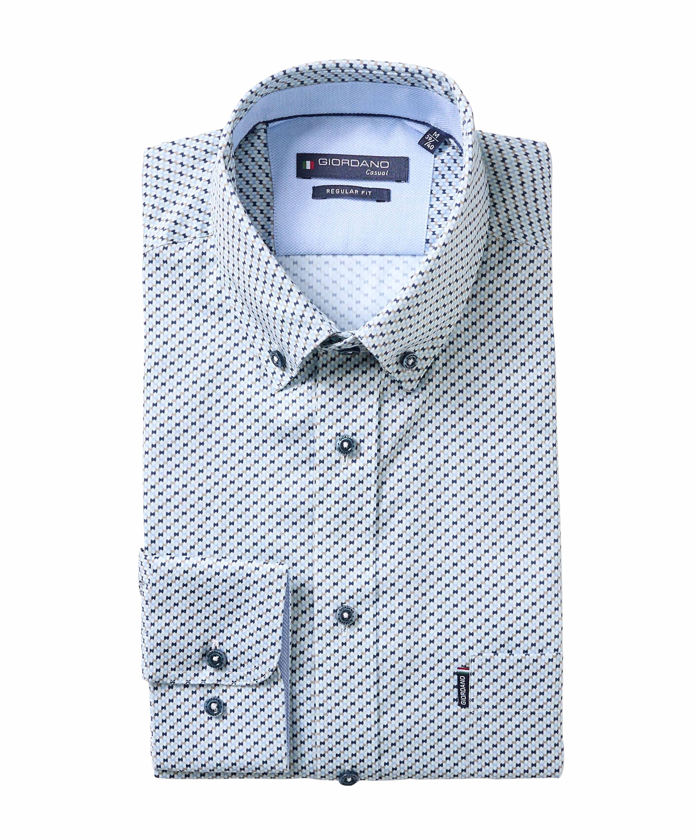 Giordano Heren overhemd lange mouw blauw