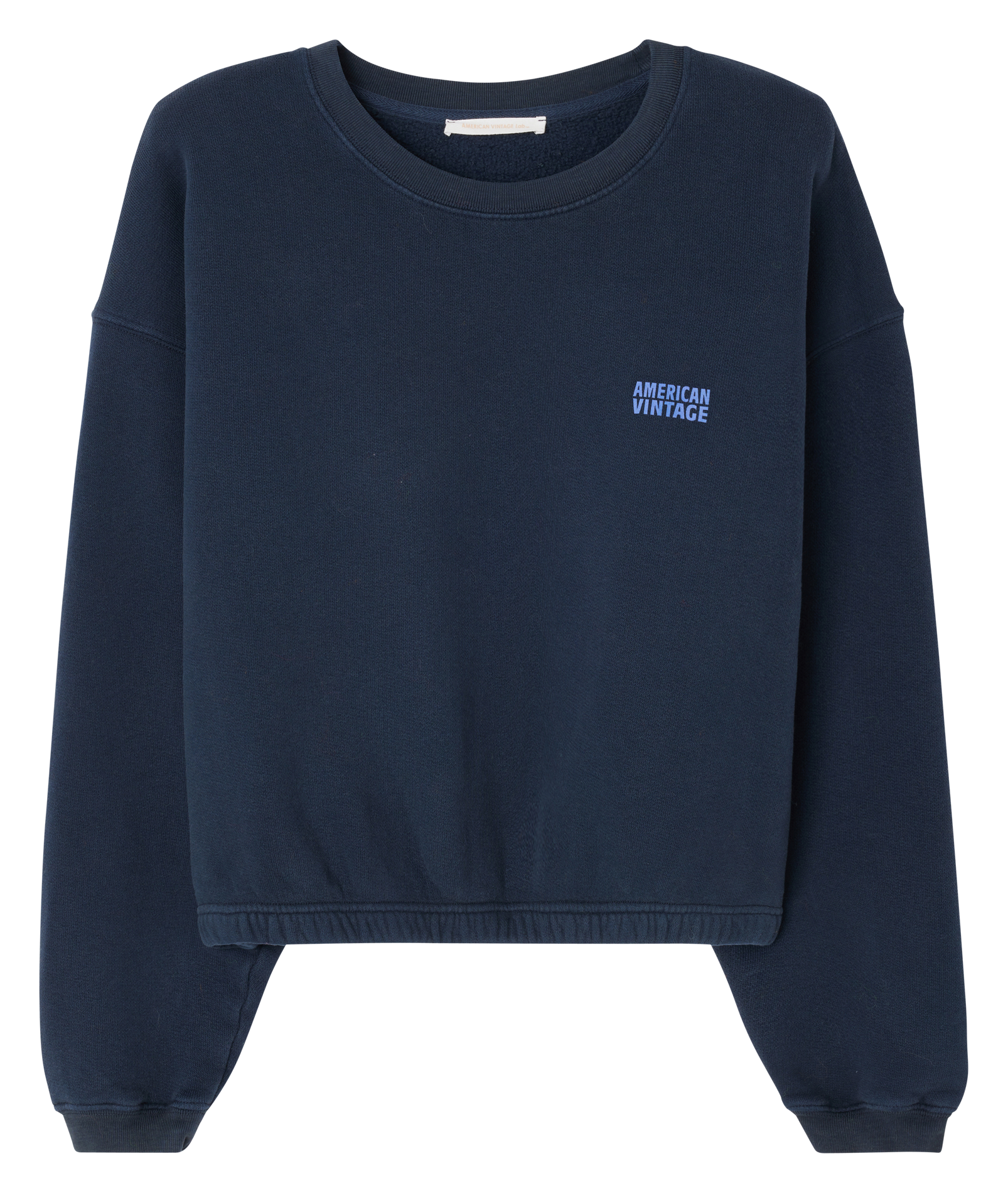 IZUBIRD - Sweat court col rond en coton mélangé| Bleu