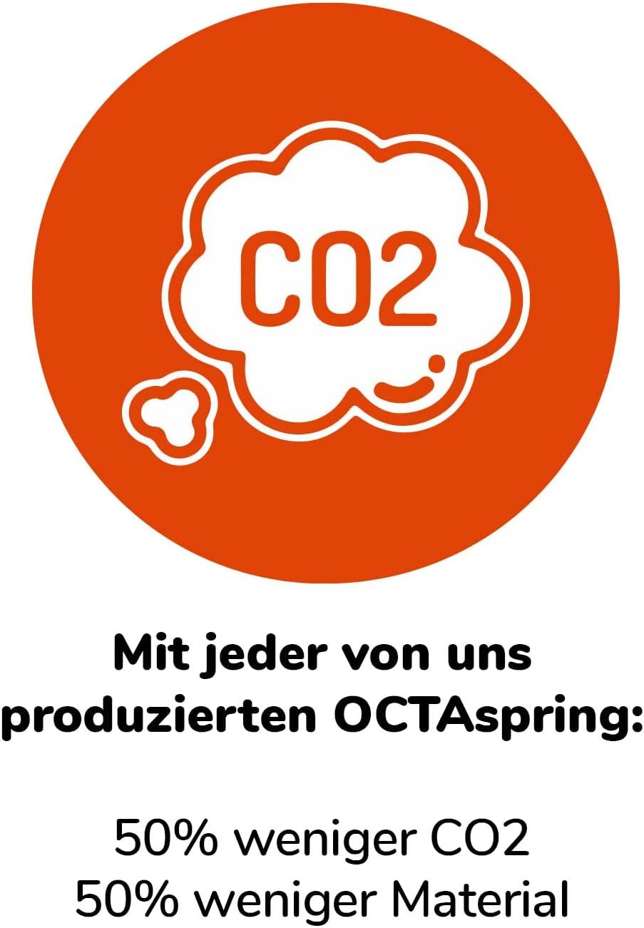OCTASLEEP Smart Plus Topper + Kissen 90x200 - kühlende Matratzenauflage mit Federn aus Memory Foam - 3 Zonen für ideale Unterstützung - Härtegrad 3 -Öko-Tex Zertifiziert - atmungsaktiver Topper