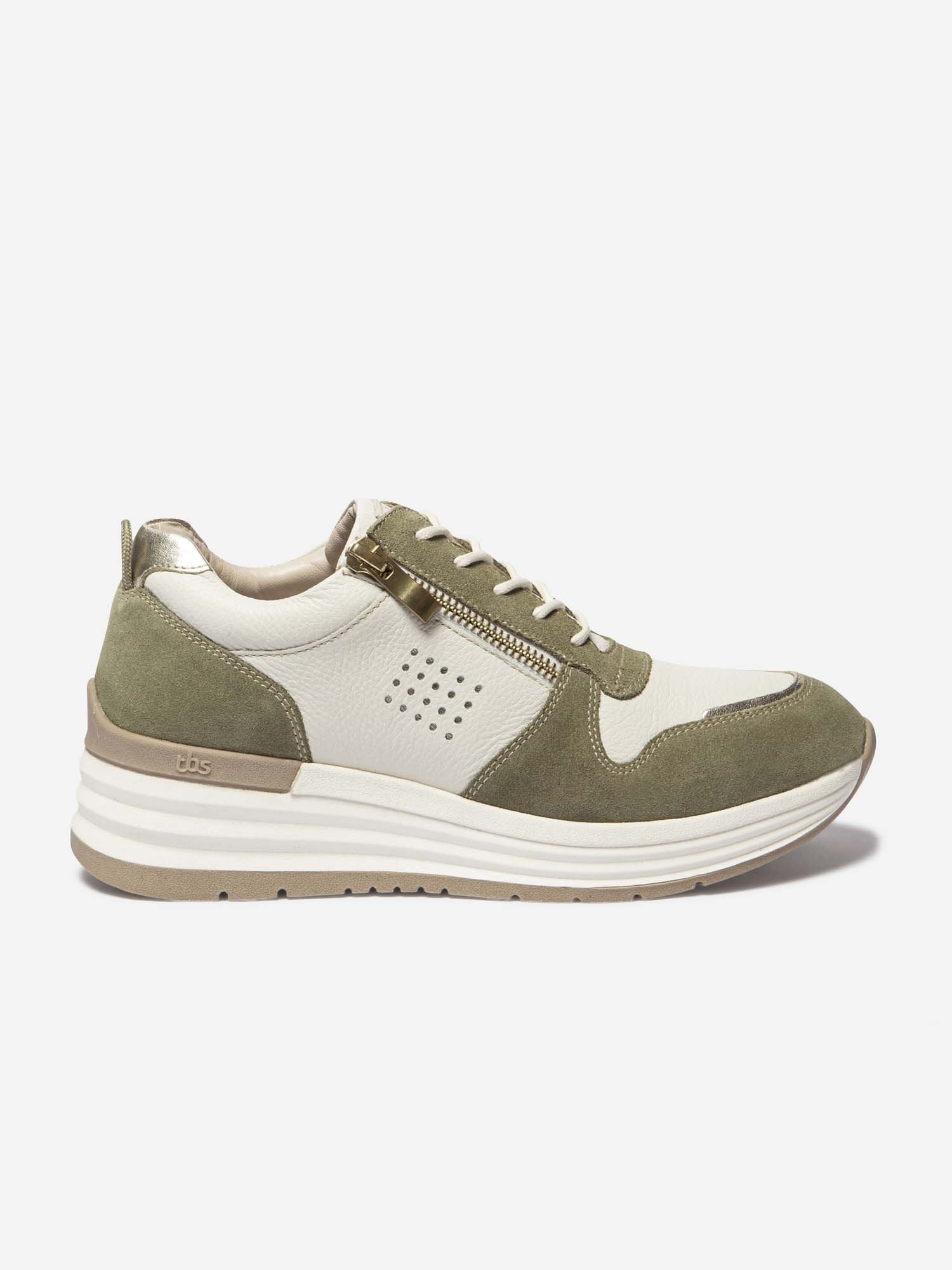 Baskets Femme Compensées et Zippées Vert
