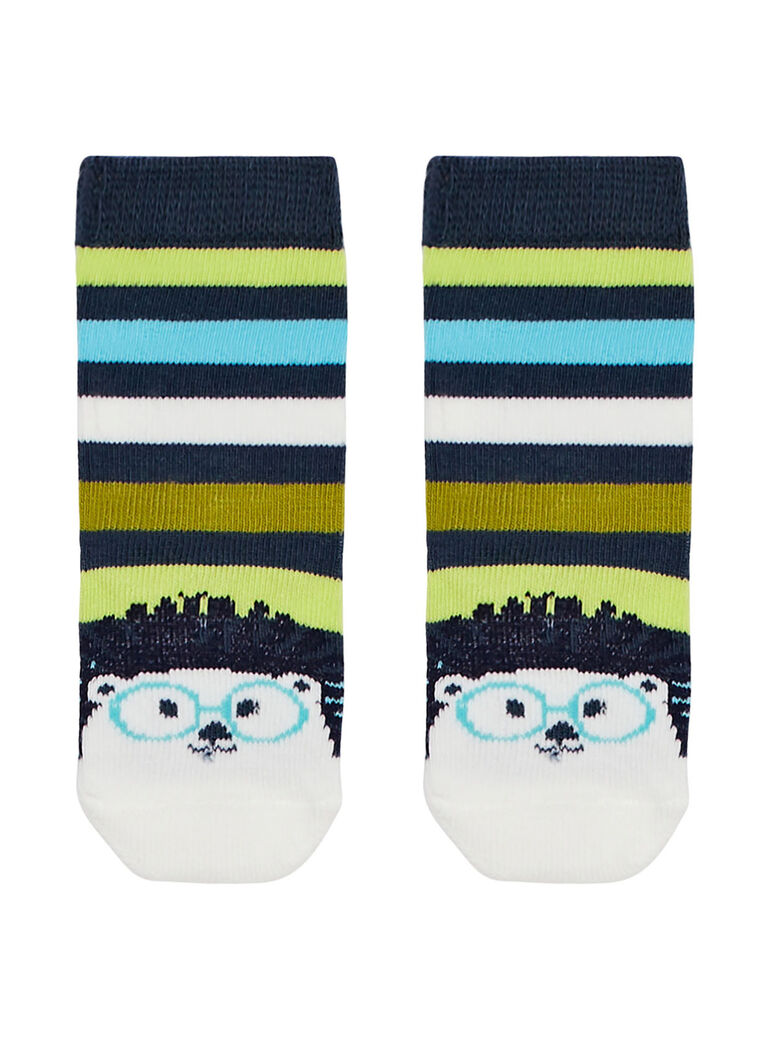 Chaussette bébé garçon rayée blanche et verte