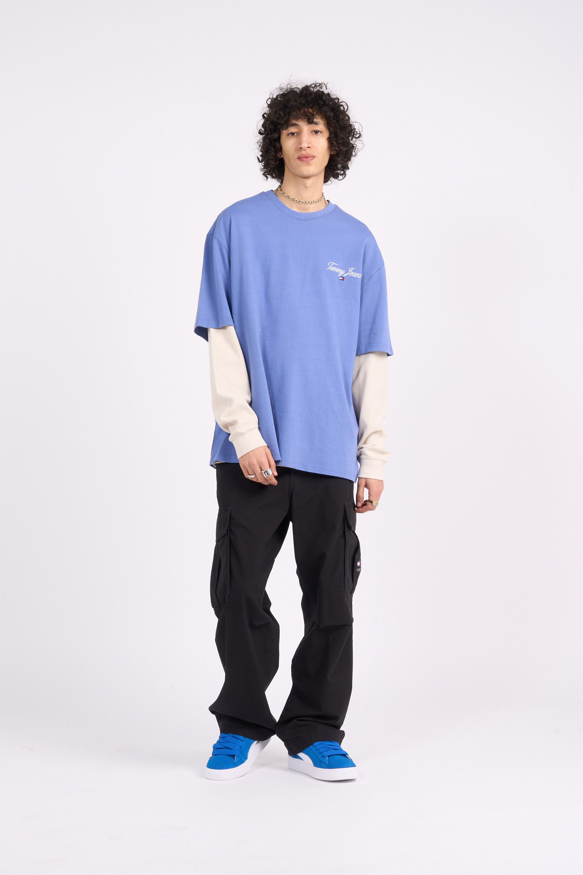 TOMMY JEANS T-shirt  OVERSIZE SERIF LINEA Bleu