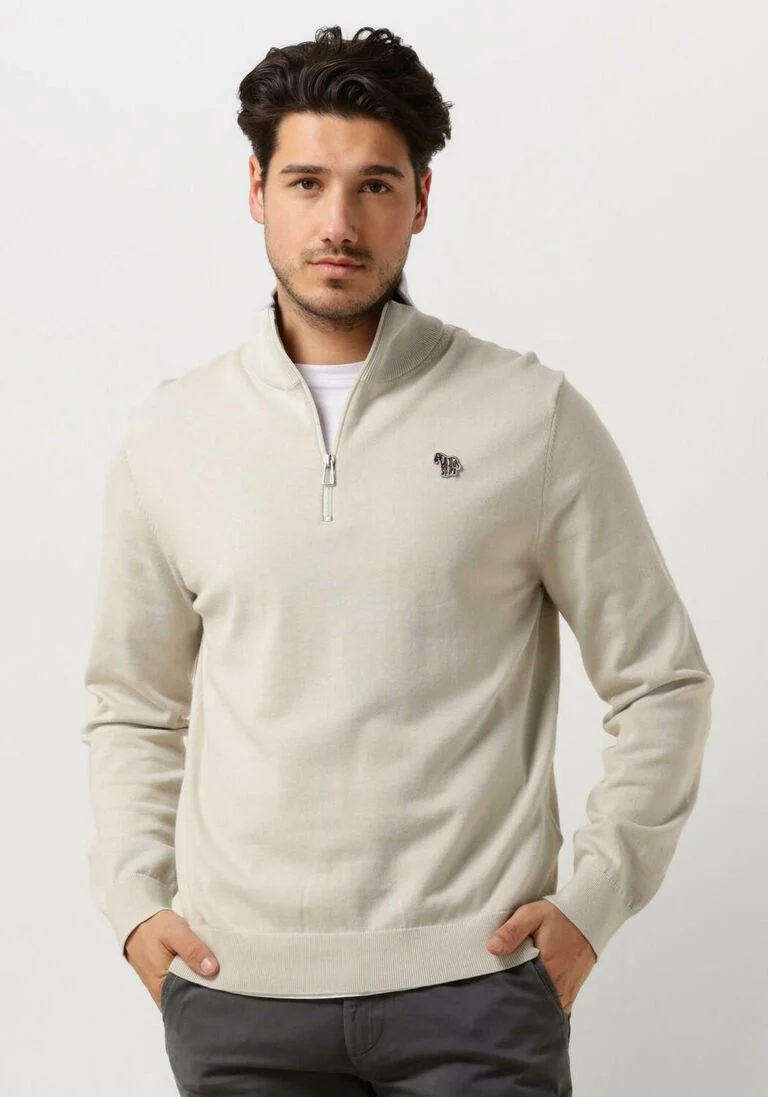 PS PAUL SMITH lichtgrijze ps paul smith trui mens sweater zip neck zeb bad
