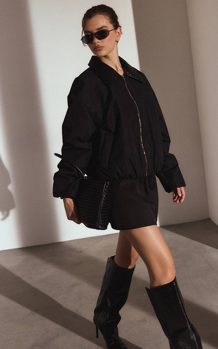 Noir Jupe-short Tissée À Taille Nouée