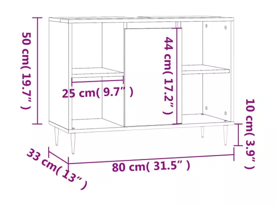 Armoire de salle de bain noir 80x33x60 cm bois d'ingénierie