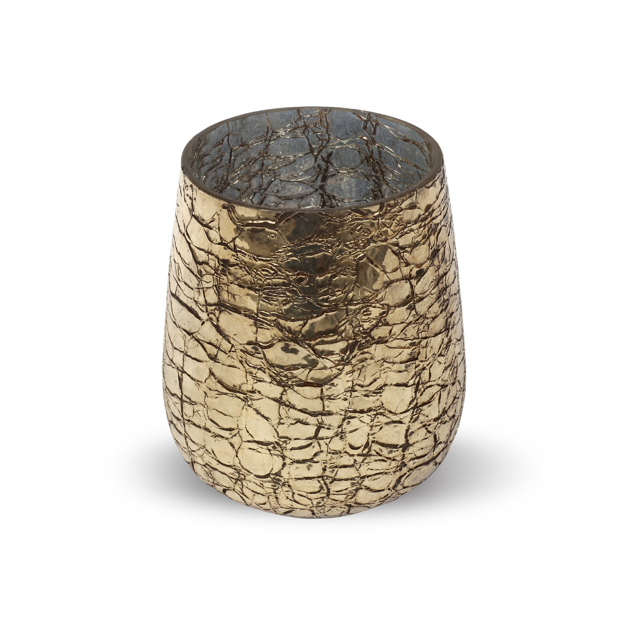 Glas-Windlicht 'Serpent', gold, Ø 11 cm, H 15 cm von fischer's lagerhaus