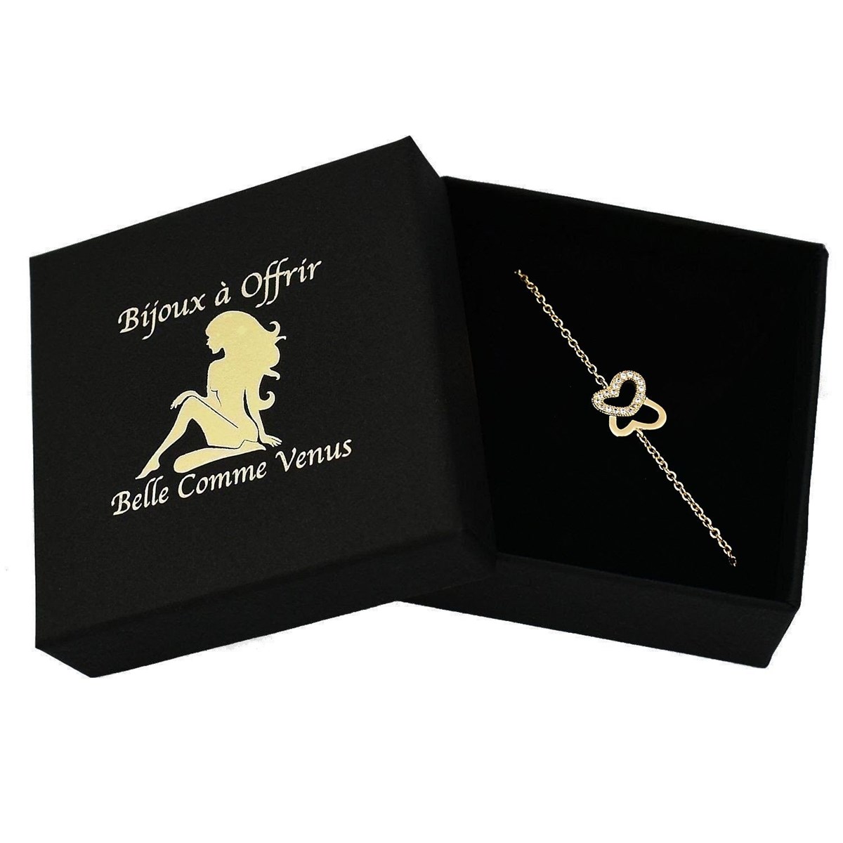 Bracelet papillon de coeurs oxyde de zirconium Plaqué OR 750 3 microns