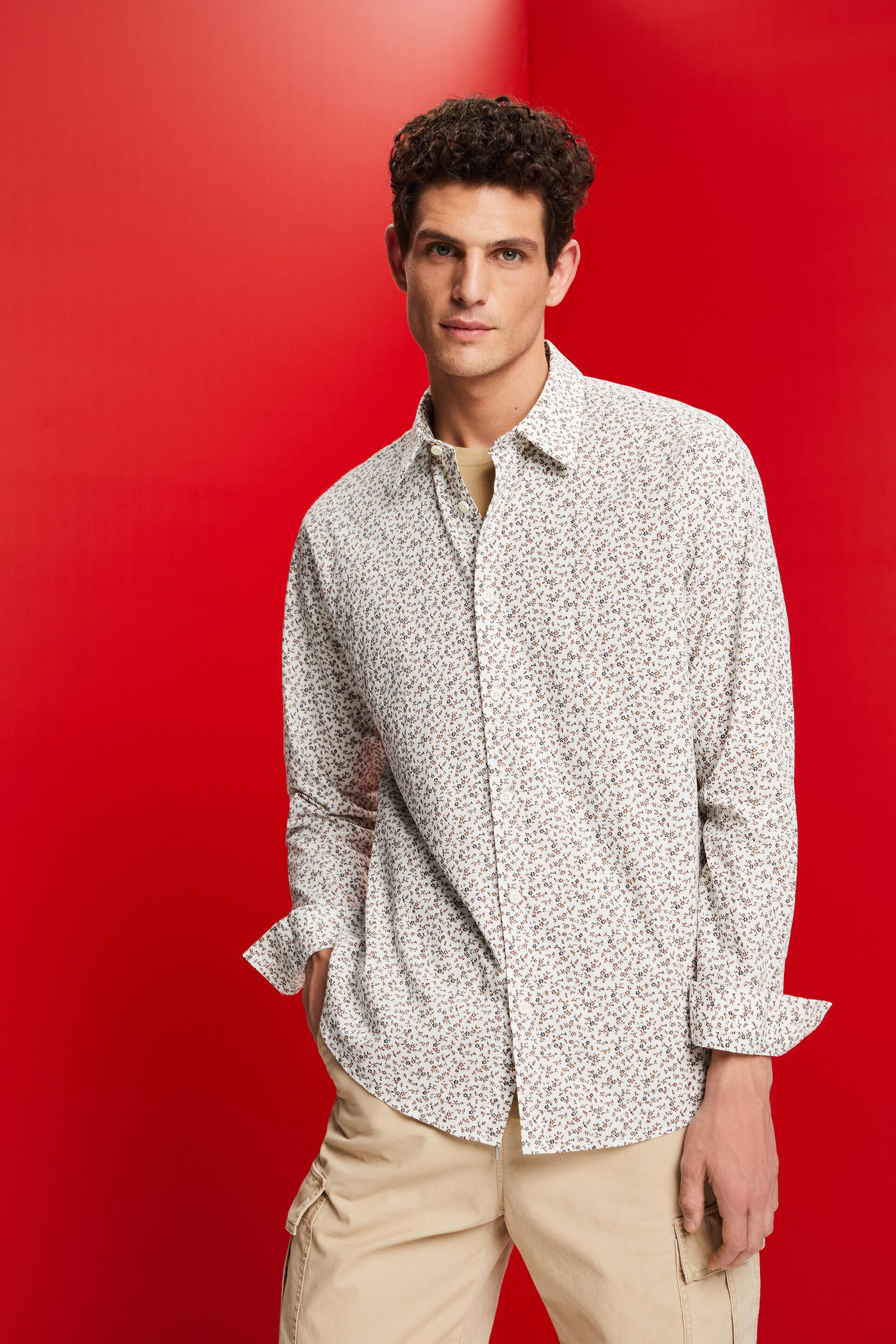Chemise en coton à motif de coupe Slim Fit