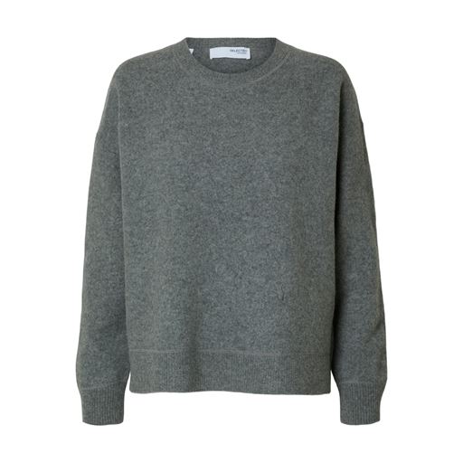 Selected Femme Nukki Striktrøje, Medium Grey Melange, M