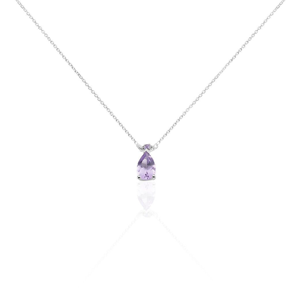 Collier Yrene Or Blanc Amethyste