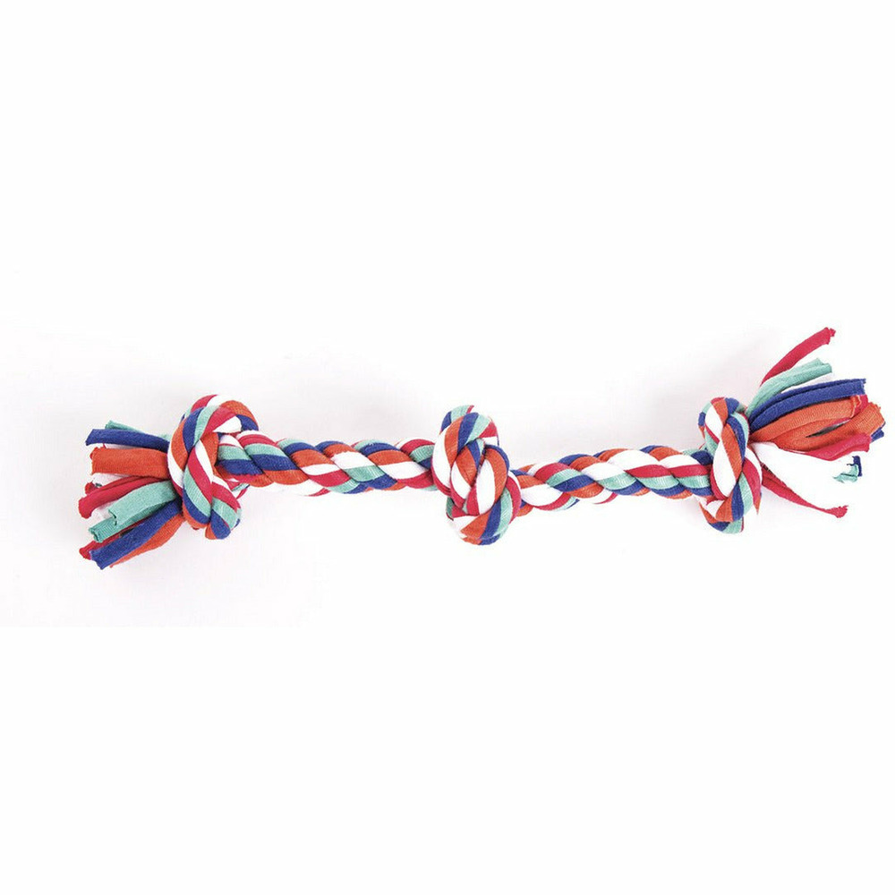 Lot de 4 cordes de 3 noeuds en tissu pour chiots coloris suivant disponibilité