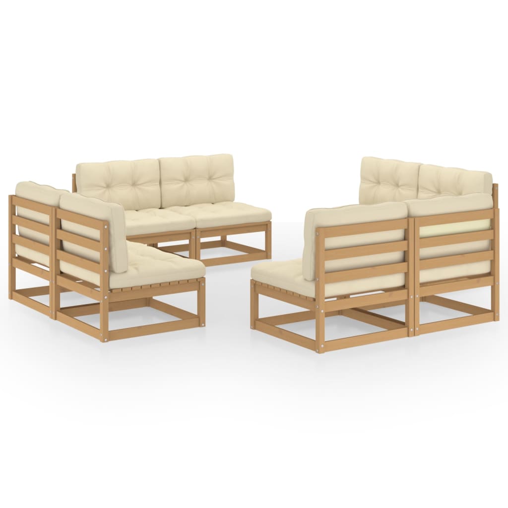 Salon de jardin meuble d'extérieur ensemble de mobilier 8 pièces avec coussins bois de pin massif