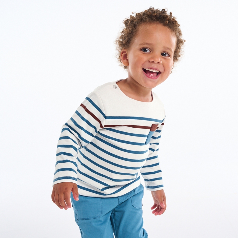 T-shirt marinière bleu bébé garçon