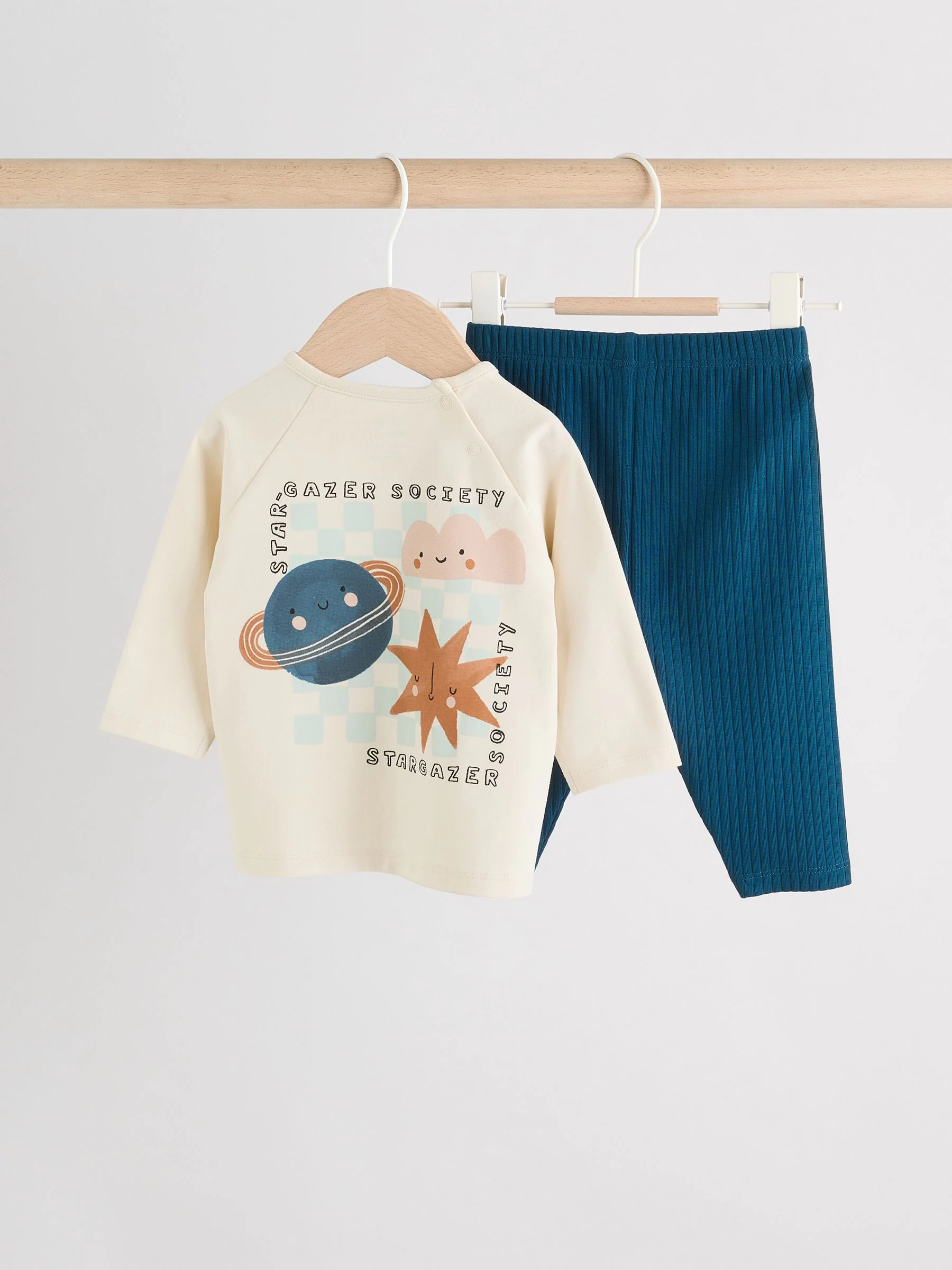 Blauw met space - Top en Leggings 2 -delige Babyset (0mnd-3jr)