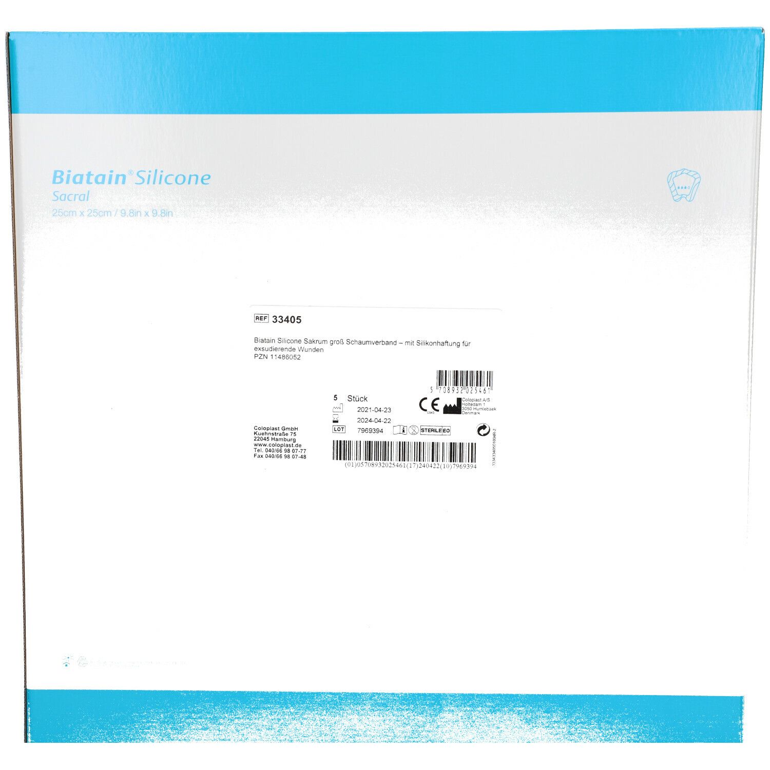 BIATAIN® Silicone Schaumverband Sakrum 25 x 25 cm