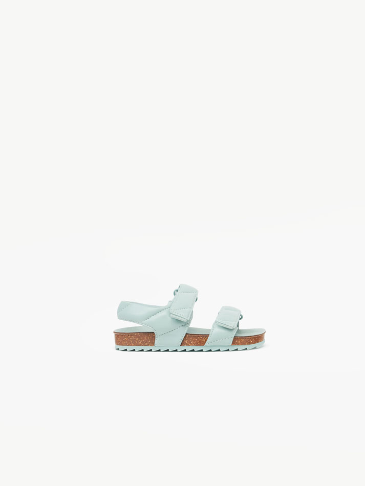 Sandália acolchoada com tira de velcro - Verde menta