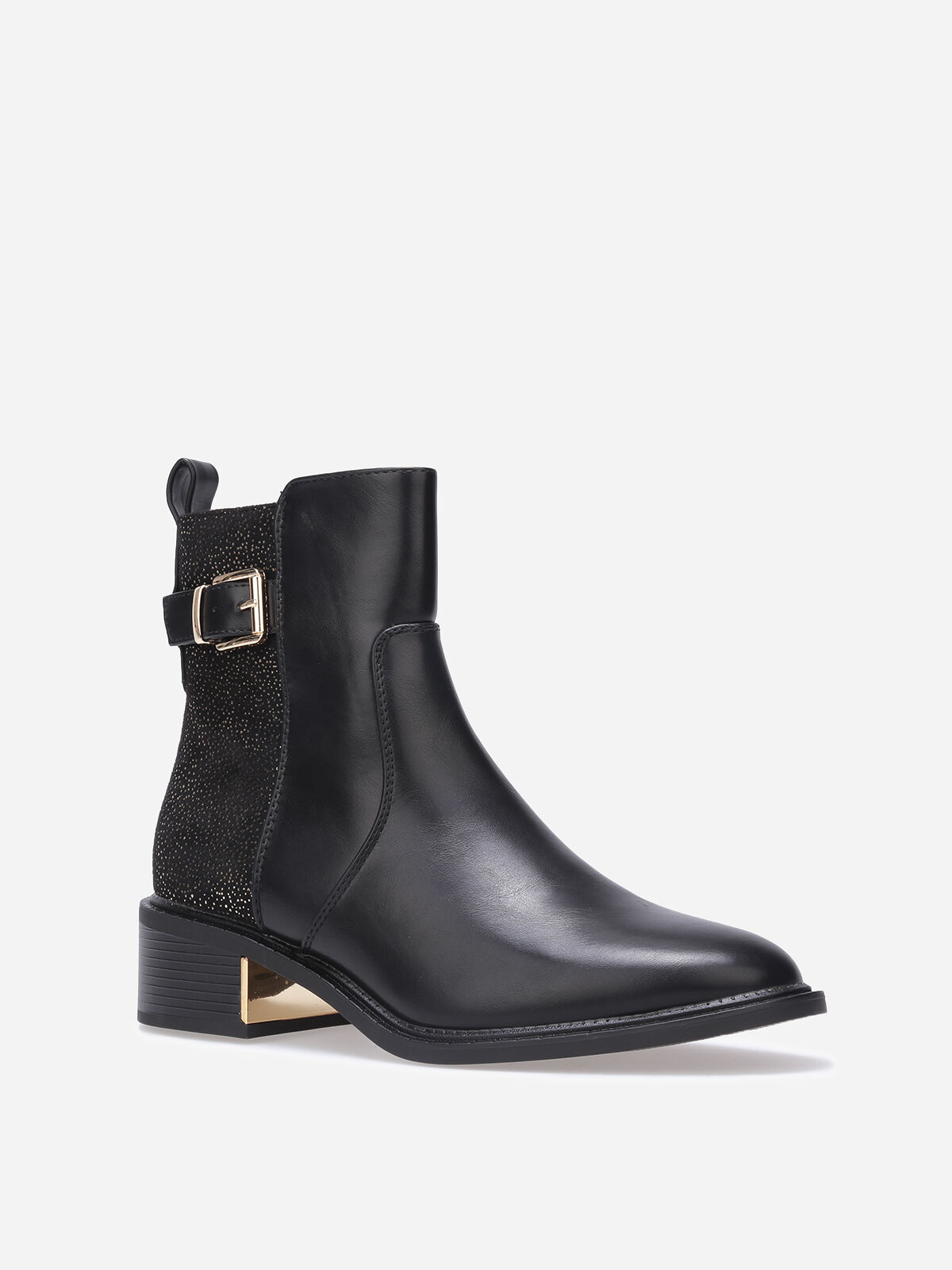 Bottines à motifs et détails dorés- Noir