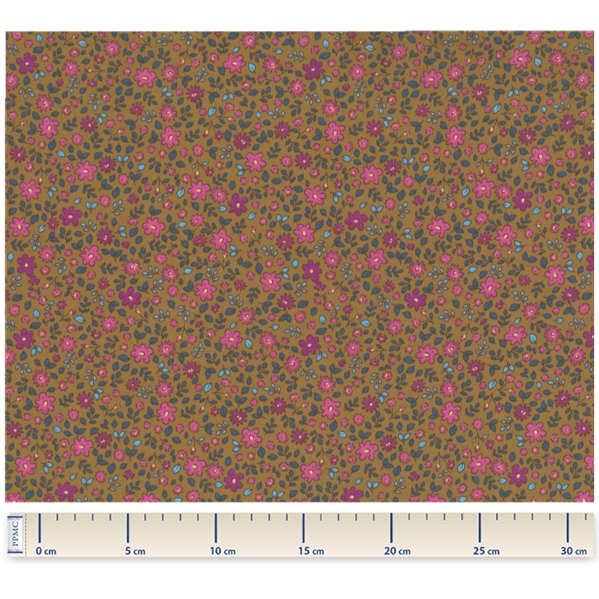 Tissu Coton Au Mètre Ex2442 Fleurettes Rose Olive