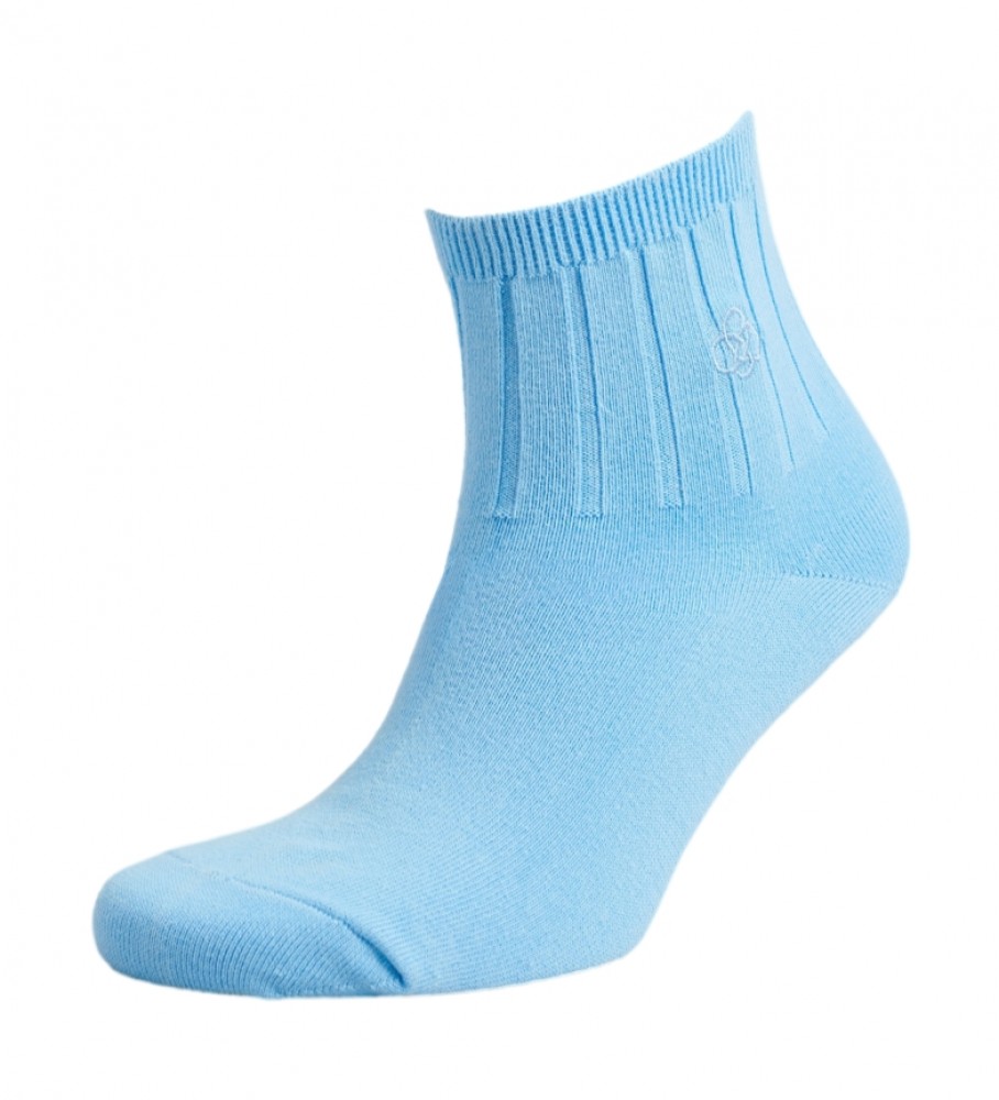 Pacote com 2 meias de cano curto Superdry, unissex, em algodão orgânico - Azul e Rosa.