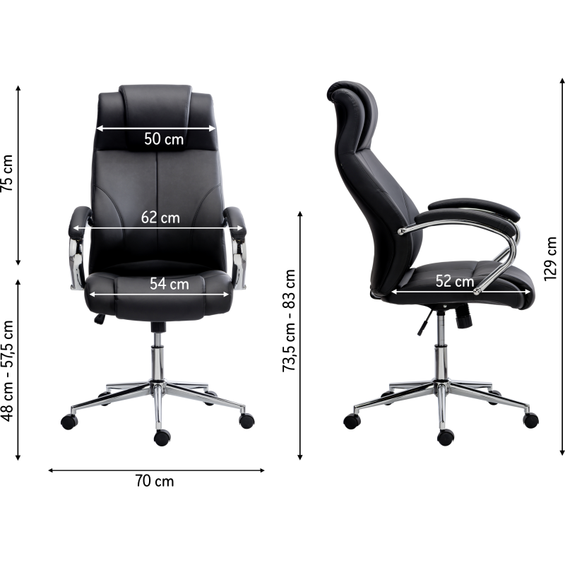 Fauteuil de direction DWAYNE simili cuir - avec accoudoirs - Mécanisme Basculant centré - Pieds chromé