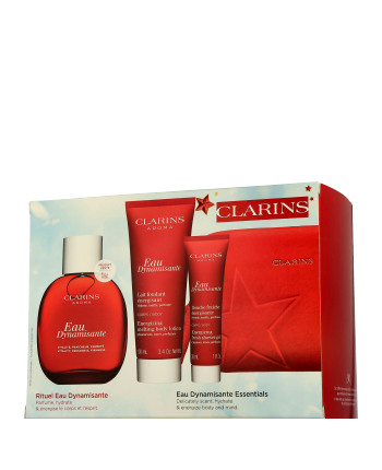 Clarins Eau Dynamisante Set mit Spray, Douche & Lait Énergisante 100ml-30ml-100ml